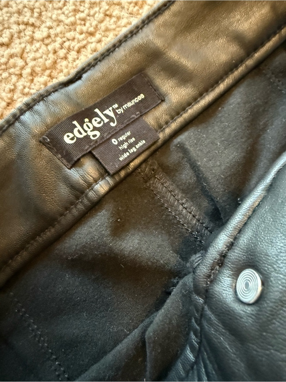 Edgley Black Faux Leather Wide Leg Pants - Picture 2 of 3